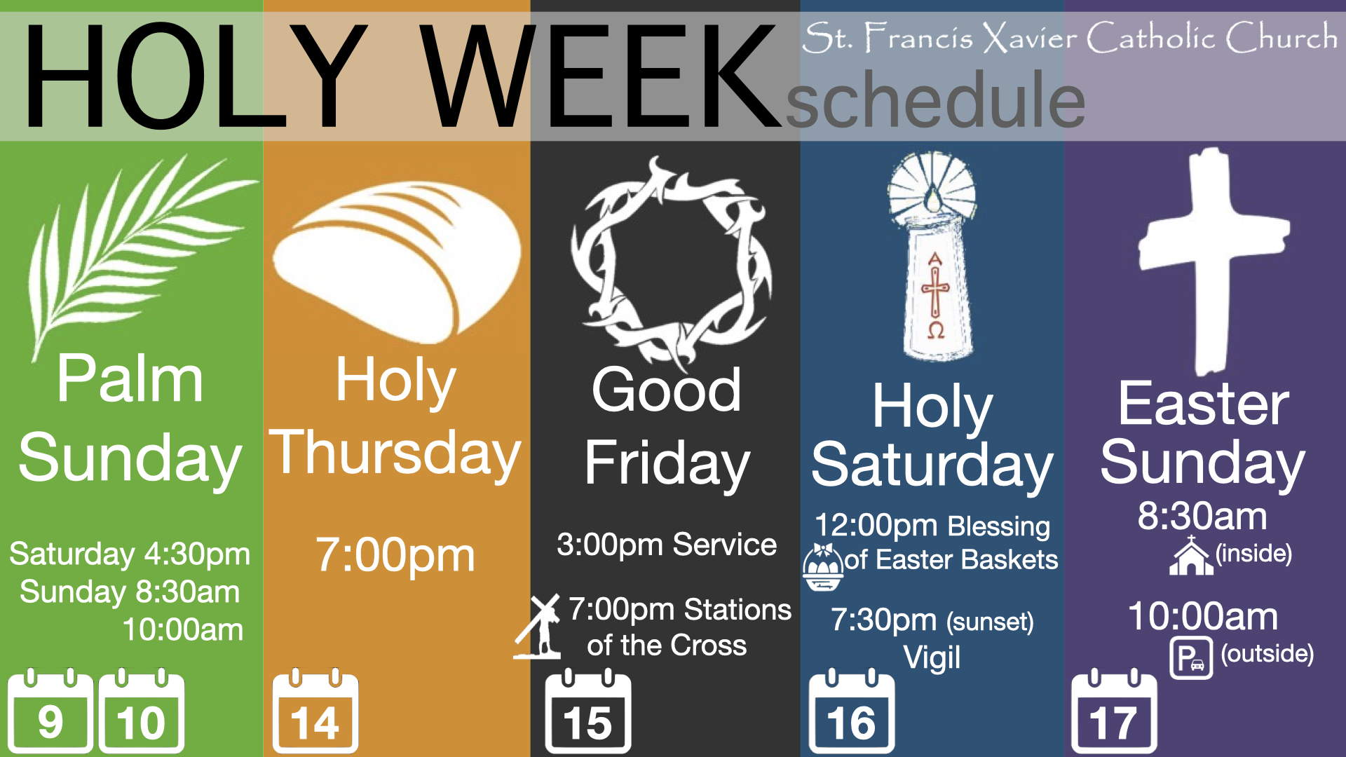 Holy Week schedule SFX